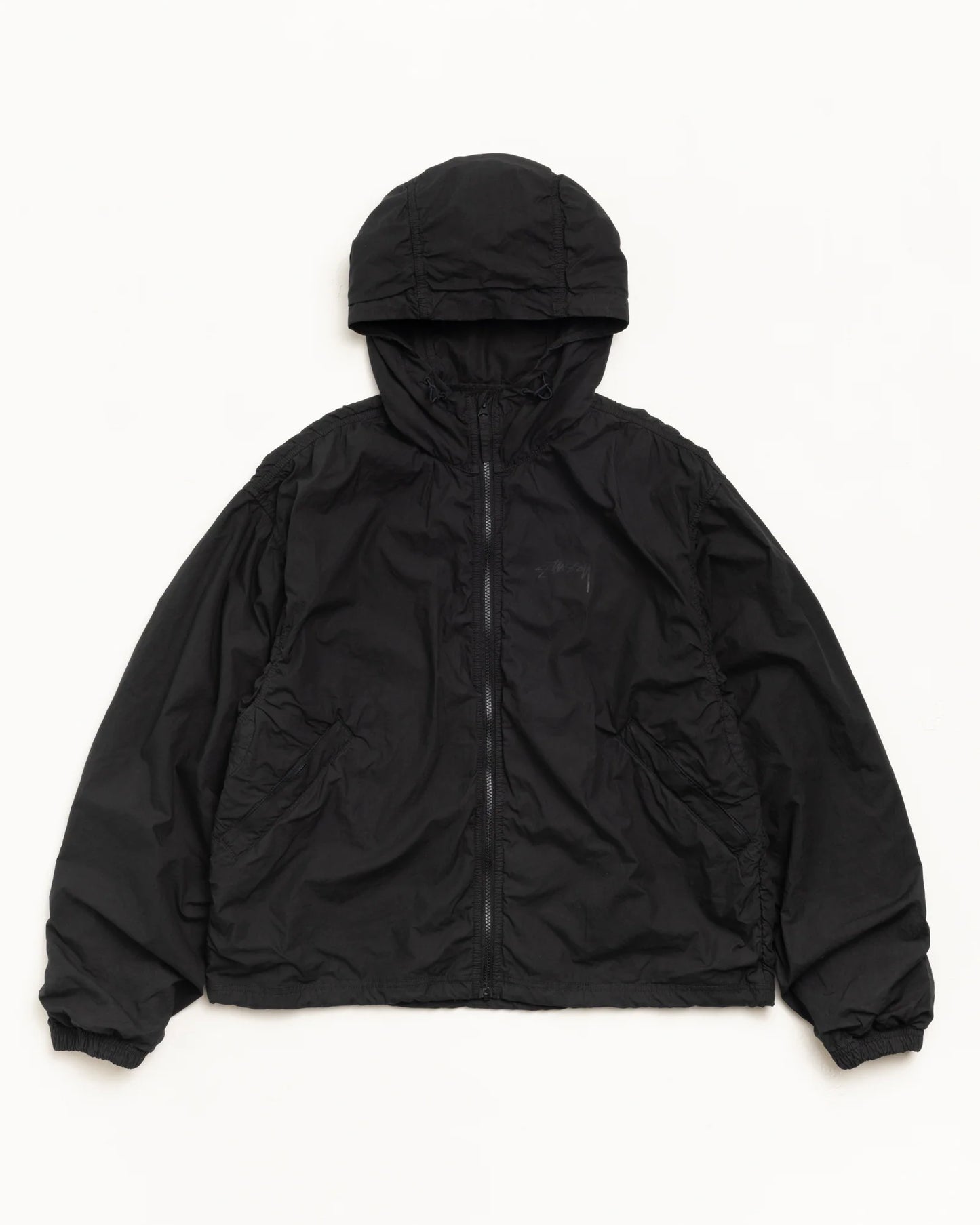 DOUBLE COTTON HOODED JACKET BLACK