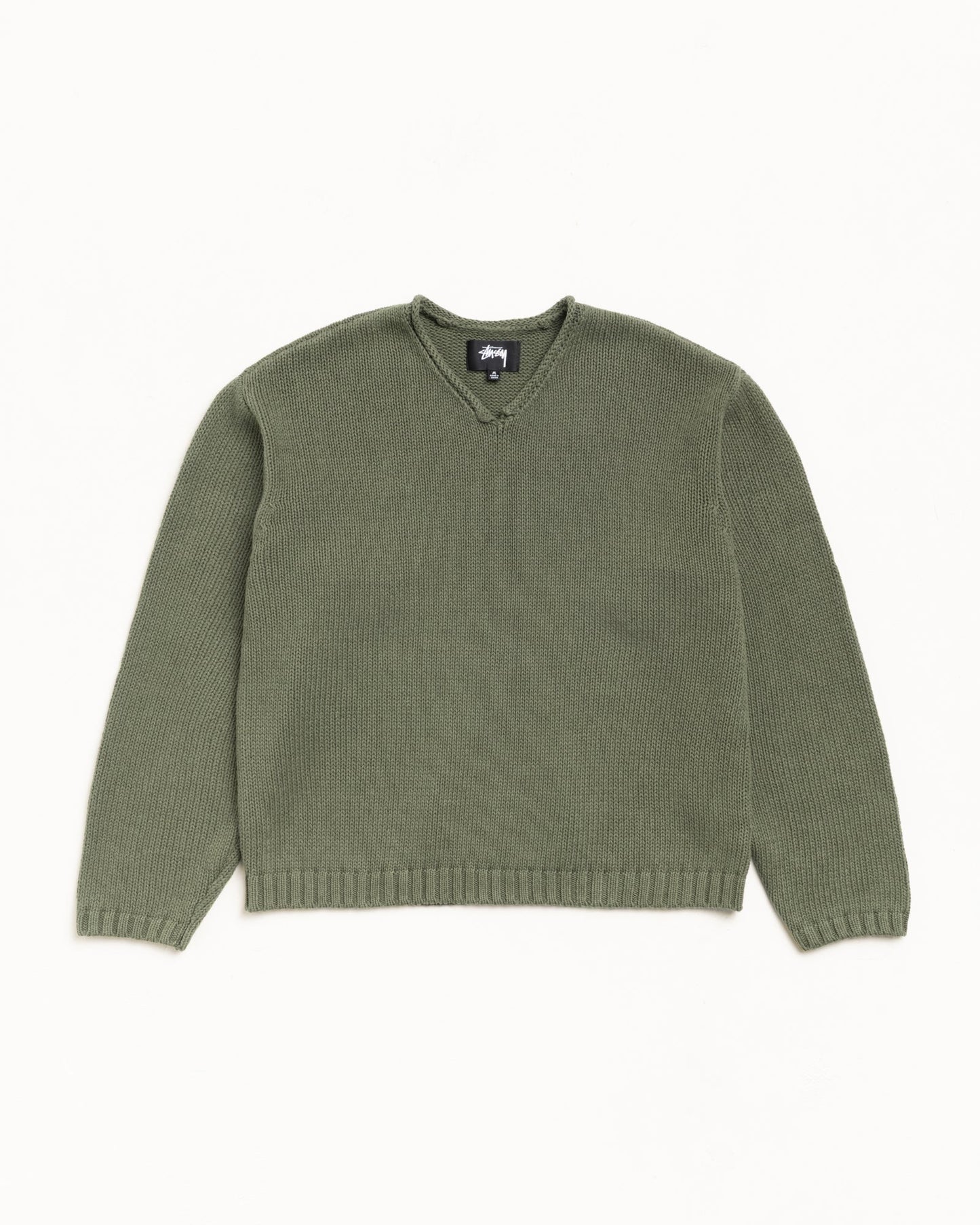ROLL V NECK SWEATER GREEN