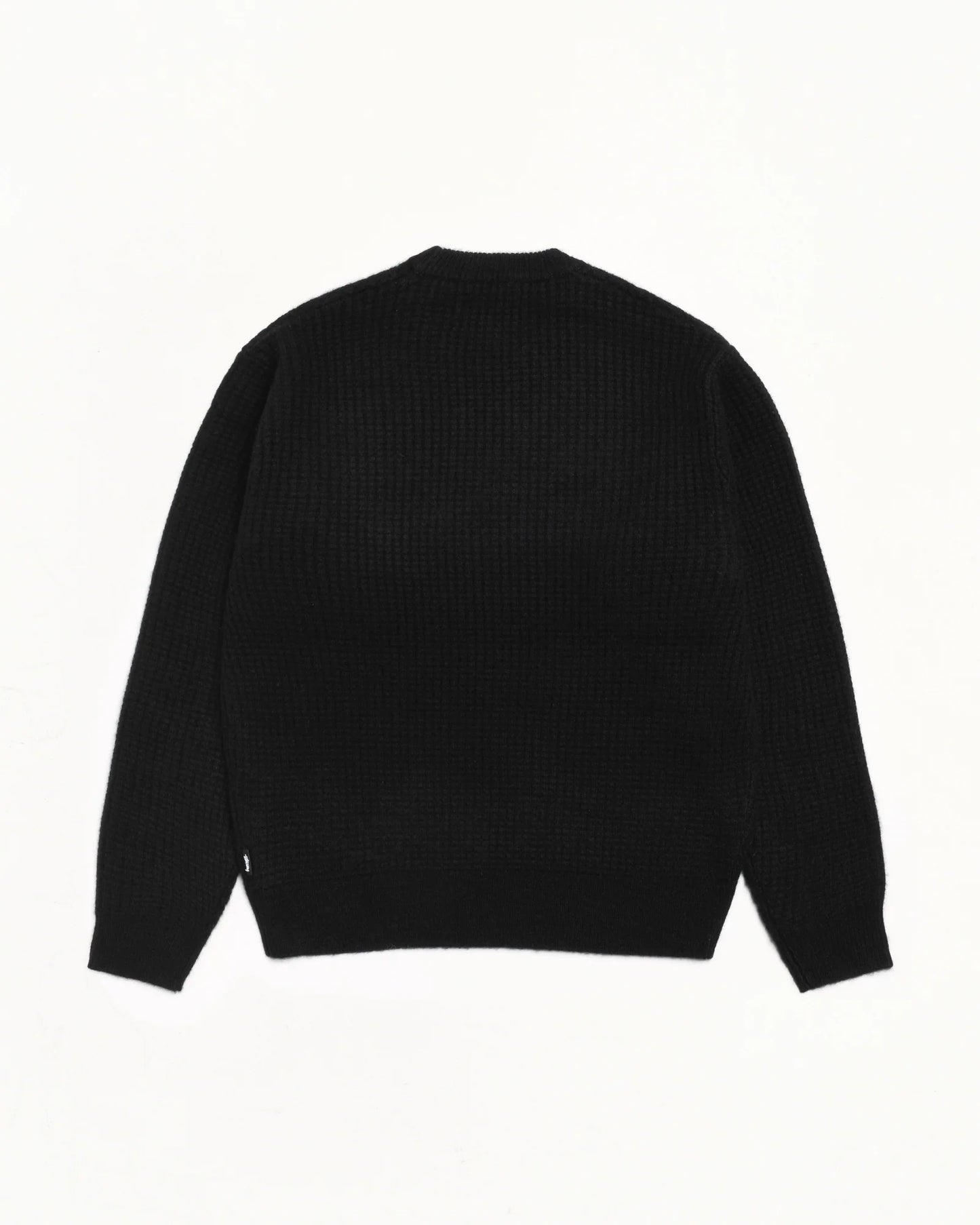 WAFFLE CASHMERE CREW BLACK