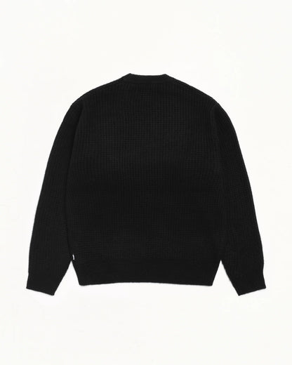 WAFFLE CASHMERE CREW BLACK