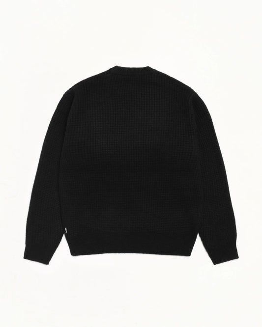 WAFFLE CASHMERE CREW BLACK