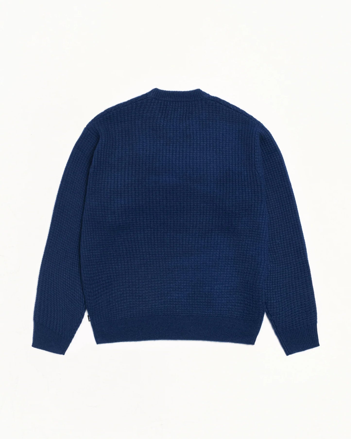 WAFFLE CASHMERE CREW BLUE